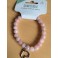 Bracelet Quartz rose Perles rondes 8 mm et Breloque coeur 