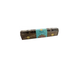 Boîte Bois Porte-encens avec réserve - Ornement Fleur de Vie Boîte Bois Porte-encens avec réserve - Ornement Fleur de Vie