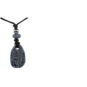 Collier Obsidienne Noire Perle métallique Cordon noir