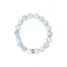 Bracelet Aigue-Marine Perles Rondes 10 mm