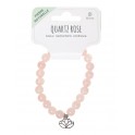 Bracelet Quartz rose Perles rondes 8 mm et Breloque lotus