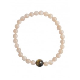 Bracelet Pierre de lune Perles rondes et une Perle Oeil de tigre