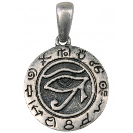 Pendentif Argent&eacute; Rond - Oeil d' Horus