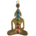 Pendentif yogi 7 chakras doré Yogi en métal doré à l'or 